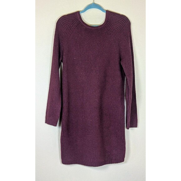 Aerie Purple Plum Sweater Dress Women's Size Med Knit Cozy Twist V Back - Picture 2 of 8